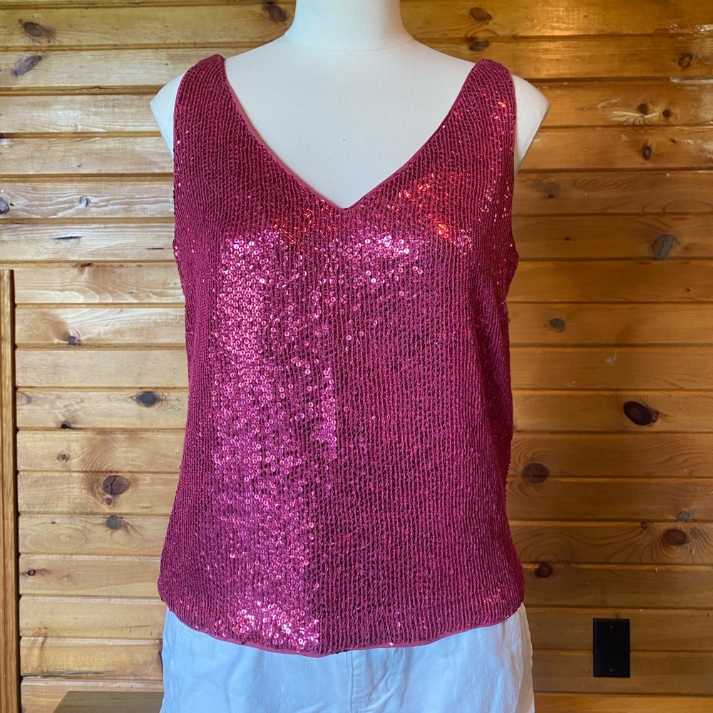 Banana Republic Pink Sequin Tank Top
